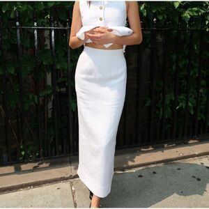 New! Posse - Size XS Emma Pencil Maxi High Rise Skirt In Ivory